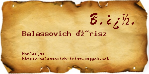 Balassovich Írisz névjegykártya